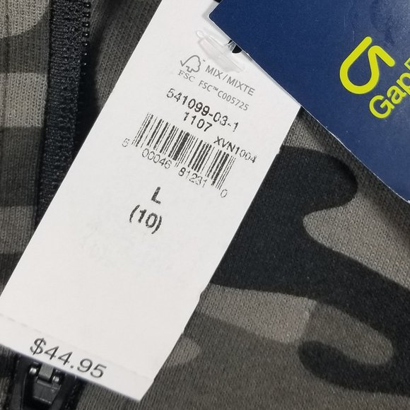 GAP GapFit NWT Performance Hoodie Olive Camo Boy's XS S M L XL 2XL WARM - Picture 4 of 5